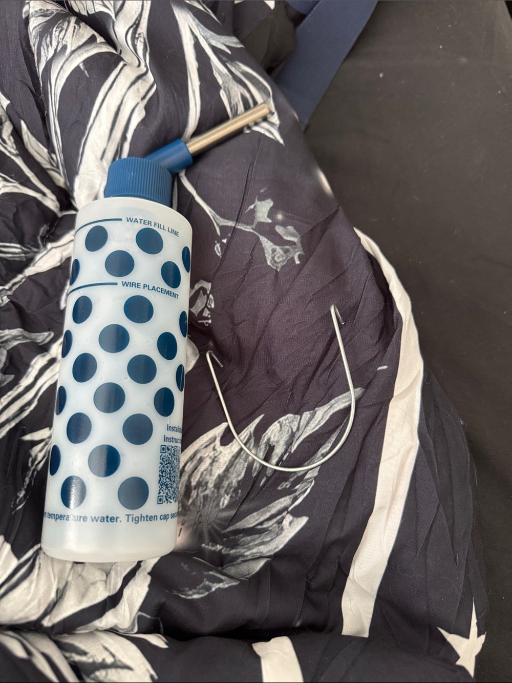 Blue Polka Dot Water Bottle with Metal Tip